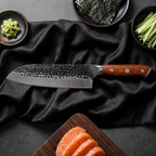 Kitae 6-Piece Knife Set · 7 in Santoku All-Purpose Knife on the cutting board