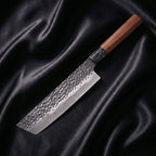 Kurumi Nakiri Vegetable Knife · full blade on black silk
