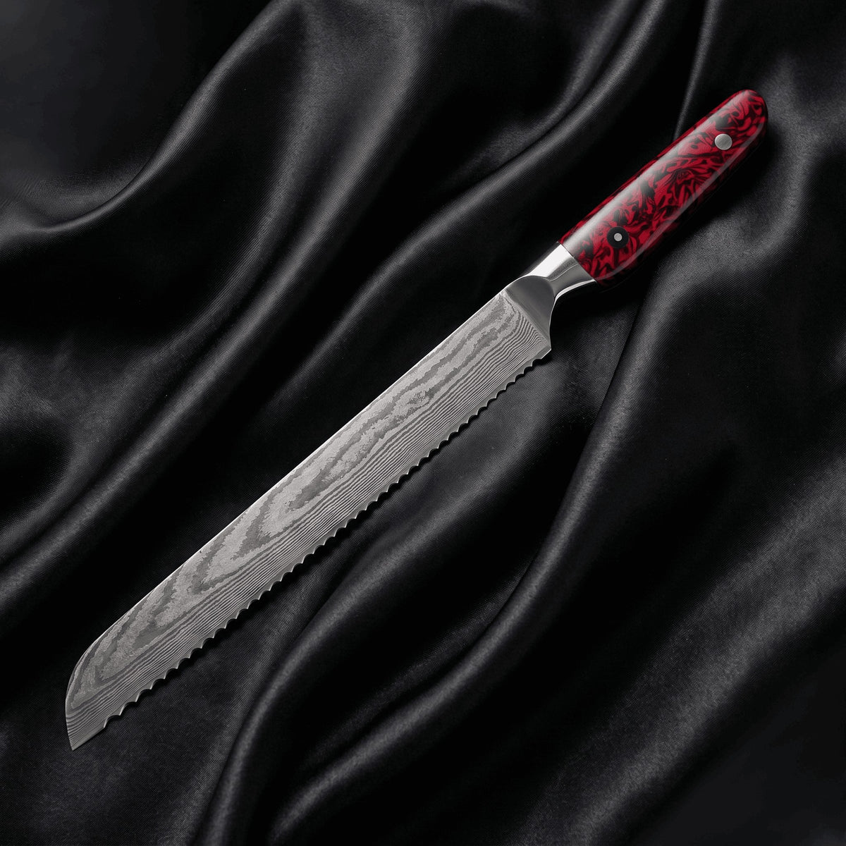 Shuiro Bread Knife · full blade on black silk
