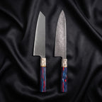 Hanabi Knife Duo (Gyuto & Kiritsuke) · the full set on black silk