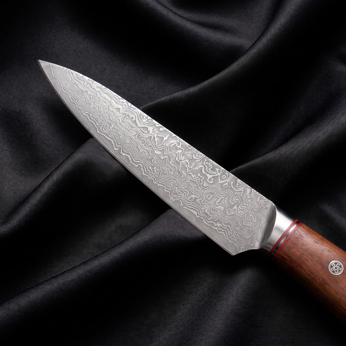 Kasane Paring Knife · Damascus blade close-up