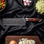 Yugure Knife Duo (Gyuto & Nakiri) · Nakiri Vegetable Knife on the cutting board