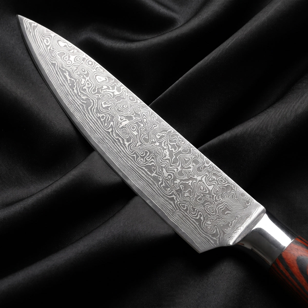 Yuhi Petty Knife · Damascus blade close-up