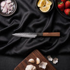 Kurumi Knife Duo (Gyuto & Petty) · Petty Knife on the cutting board