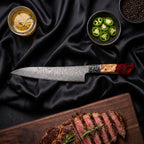 Saiun Knife Trio (Gyuto, Nakiri & Utility) · Gyuto Chef Knife on the cutting board