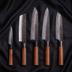 Kurumi 5-Piece Knife Set · the full set on black silk