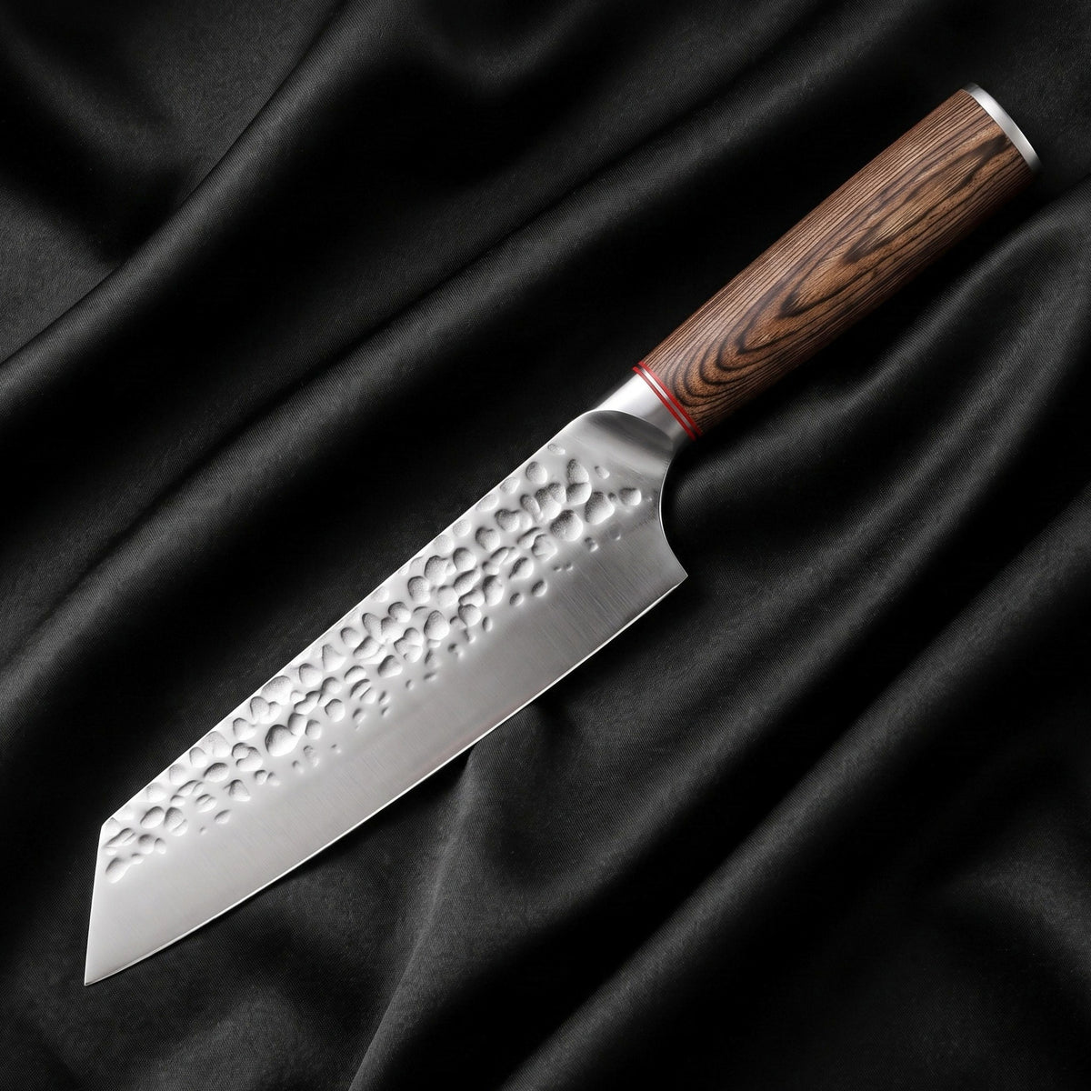 Daichi Kiritsuke Chef-Slicer Knife · full blade on black silk