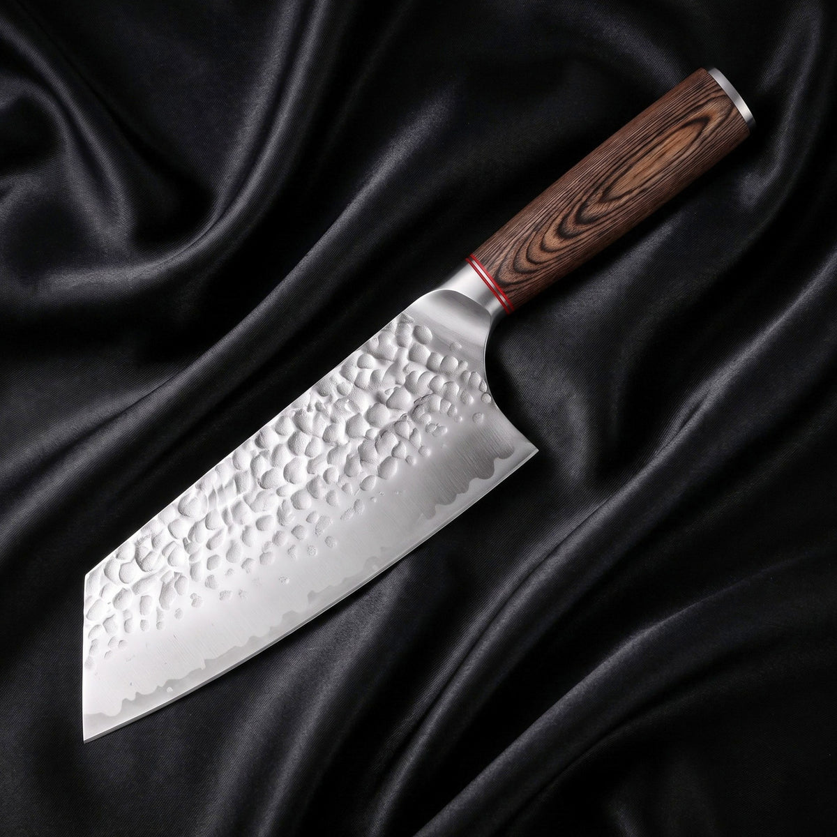 Daichi Vegetable Cleaver Knife · full blade on black silk