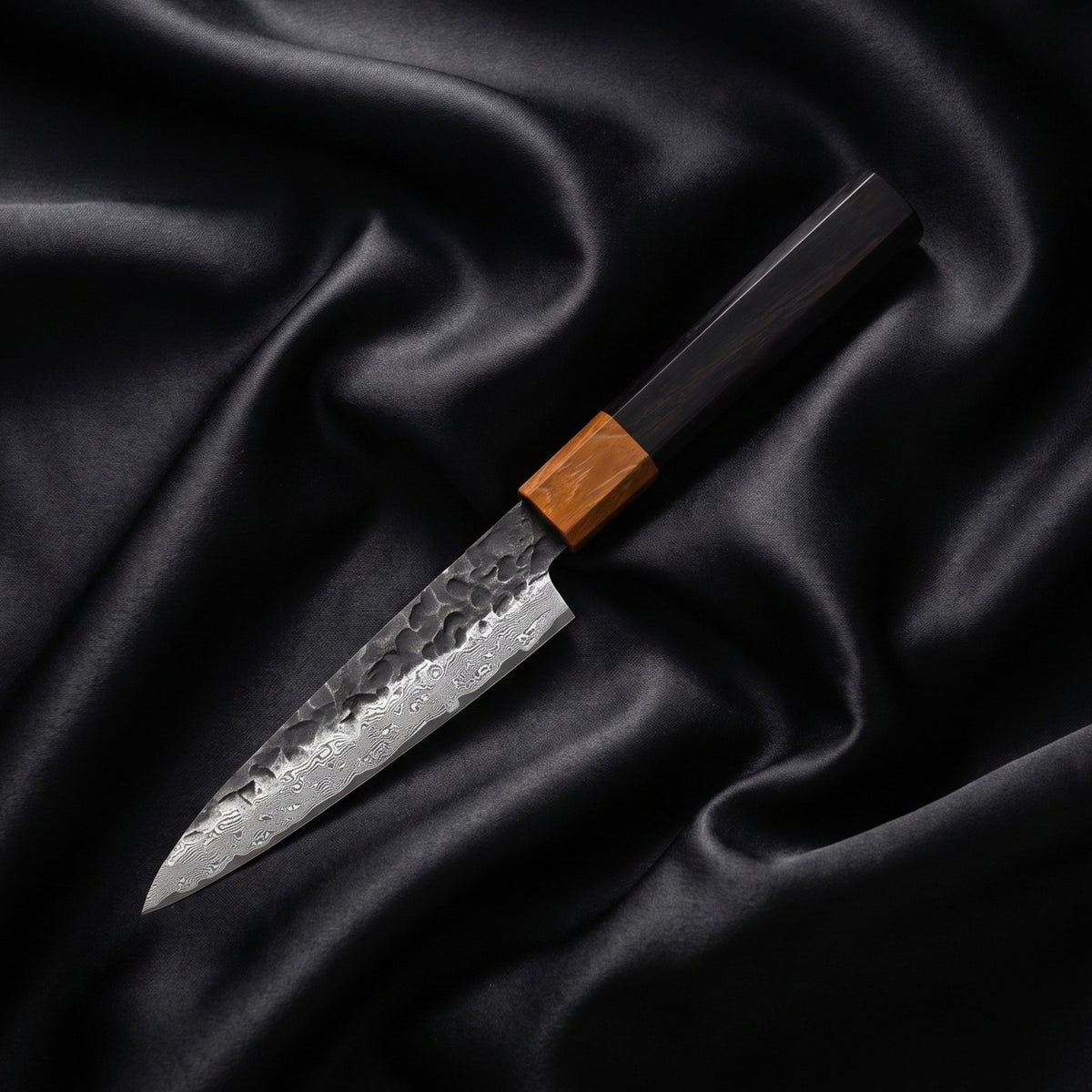 Sumie Petty Knife · full blade on black silk