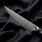 Iwao Steak Knife · Damascus blade close-up