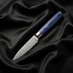 Aizome Paring Knife · full blade on black silk