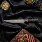 Matsuba Sujihiki Slicing Knife · on the cutting board