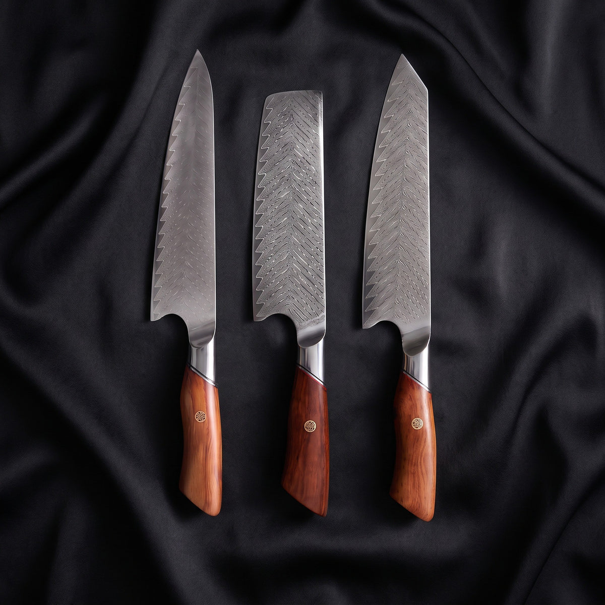 Takibi 3-Piece Knife Set · the full set on black silk