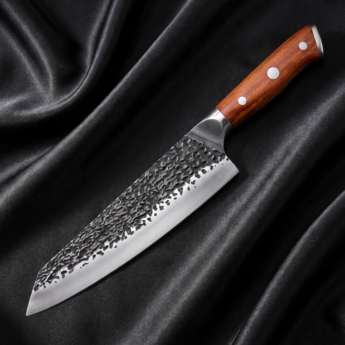 Kitae Kiritsuke Chef-Slicer Knife · full blade on black silk