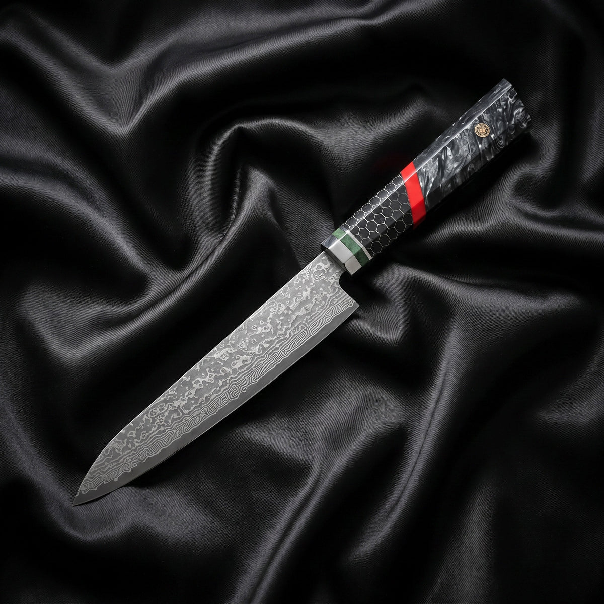 Enji Utility Knife · full blade on black silk