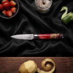 Hozuki Paring Knife · on the cutting board