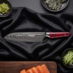 Shuiro Knife Duo (Gyuto & Santoku) · Santoku All-Purpose Knife on the cutting board