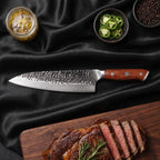 Kitae Gyuto Chef Knife · on the cutting board