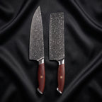 Yugure Knife Duo (Gyuto & Nakiri) · the full set on black silk