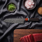 Seiji Kiritsuke Chef-Slicer Knife · on the cutting board