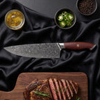 Yugure Gyuto Chef Knife · on the cutting board