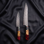Saiun Knife Duo (Gyuto & Utility) · the full set on black silk