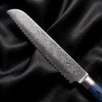Aizome Bread Knife · Damascus blade close-up