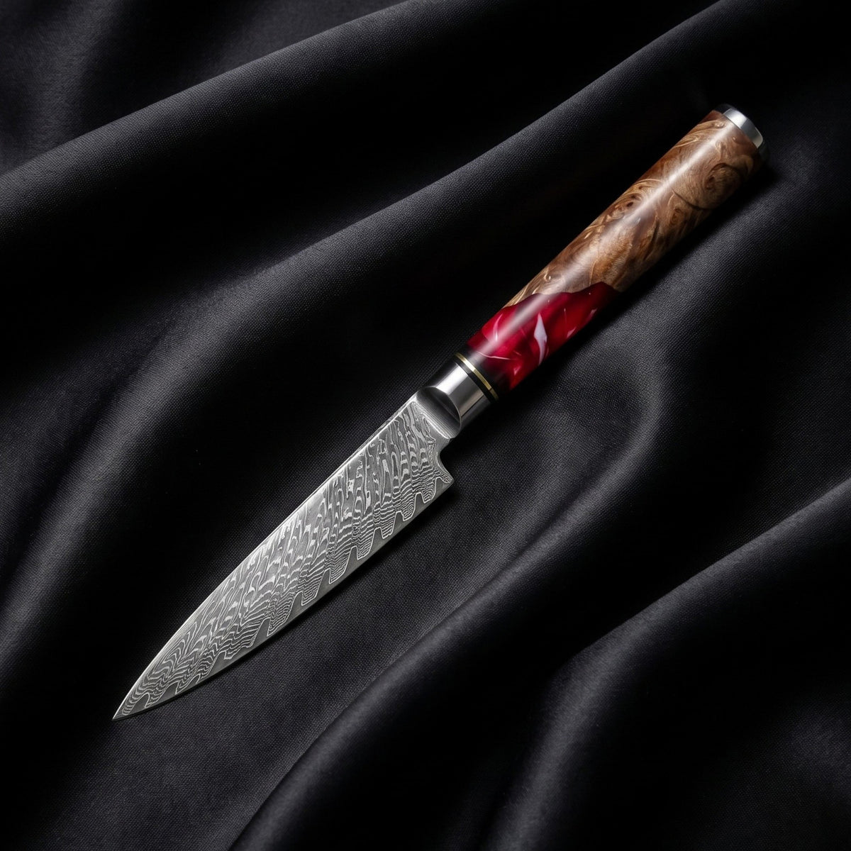 Hozuki Petty Knife · full blade on black silk
