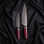 Shuiro Knife Duo (Gyuto & Utility) · the full set on black silk
