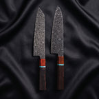 Seiji Knife Duo (Gyuto & Kiritsuke) · the full set on black silk
