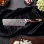 Yoizuki Knife Duo (Santoku & Nakiri) · Nakiri Vegetable Knife on the cutting board