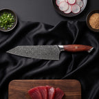 Yugure Knife Duo (Gyuto & Kiritsuke) · Kiritsuke Chef-Slicer Knife on the cutting board