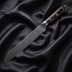 Iwao Bread Knife · full blade on black silk