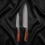 Yuhi Knife Duo (Gyuto & Petty) · the full set on black silk