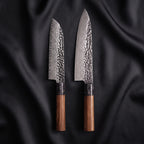 Kurumi Knife Duo (Gyuto & Santoku) · the full set on black silk