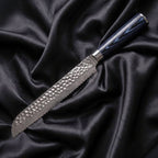 Konpeki Bread Knife · full blade on black silk
