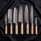 Kinari 7-Piece Knife Set · the full set on black silk