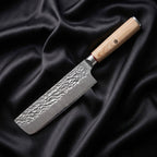 Kinari Nakiri Vegetable Knife · full blade on black silk