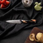 Yoizuki 6-Piece Knife Set · Peeling Knife on the cutting board