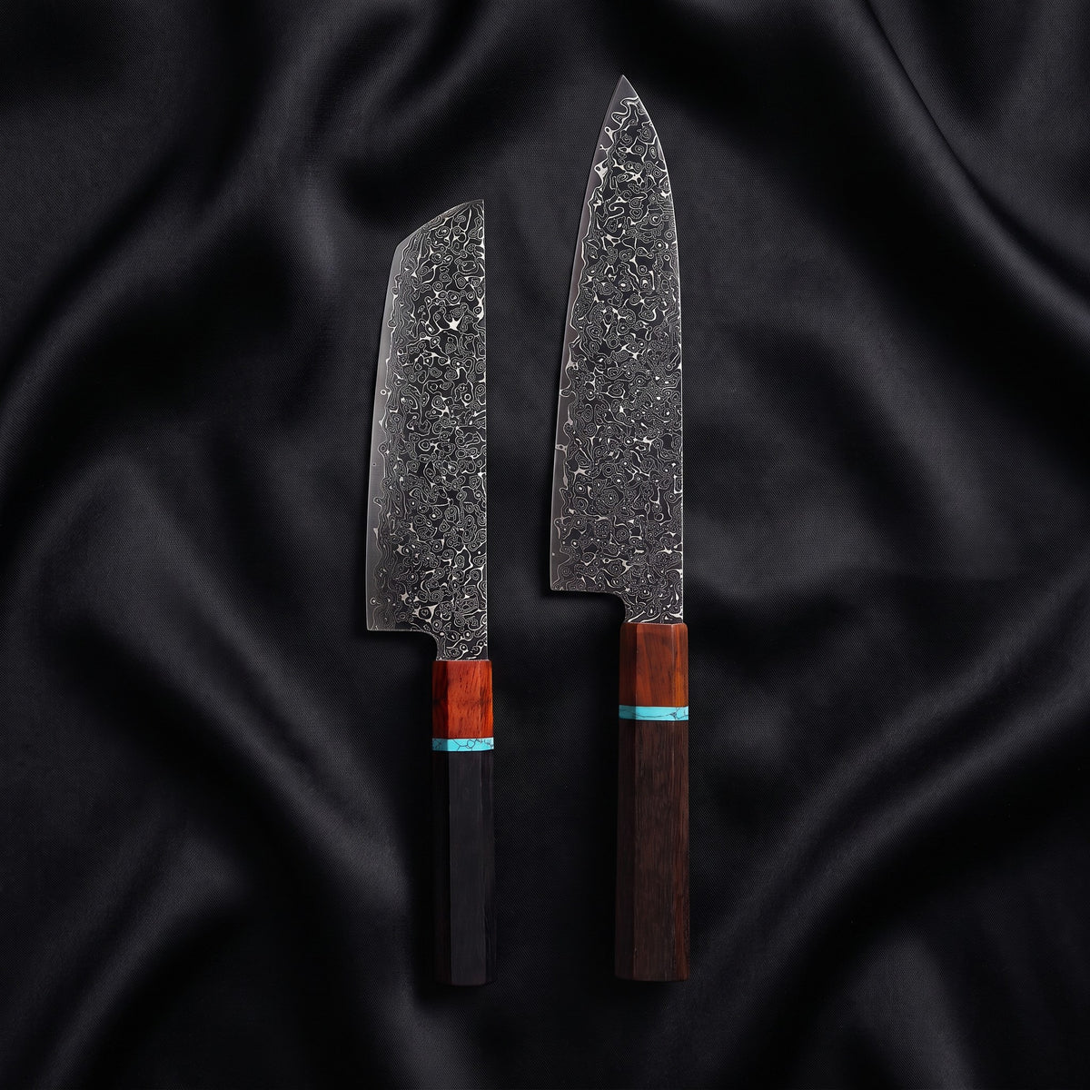 Seiji Knife Duo (Gyuto & Nakiri) · the full set on black silk