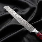 Shuiro Bread Knife · Damascus blade close-up
