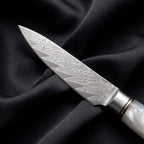 Shinju Paring Knife · Damascus blade close-up