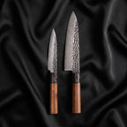 Kurumi Knife Duo (Gyuto & Petty) · the full set on black silk
