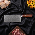 Kasane 7-Piece Knife Set · Vegetable Cleaver Knife on the cutting board