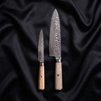 Kinari Knife Duo (Gyuto & Petty) · the full set on black silk