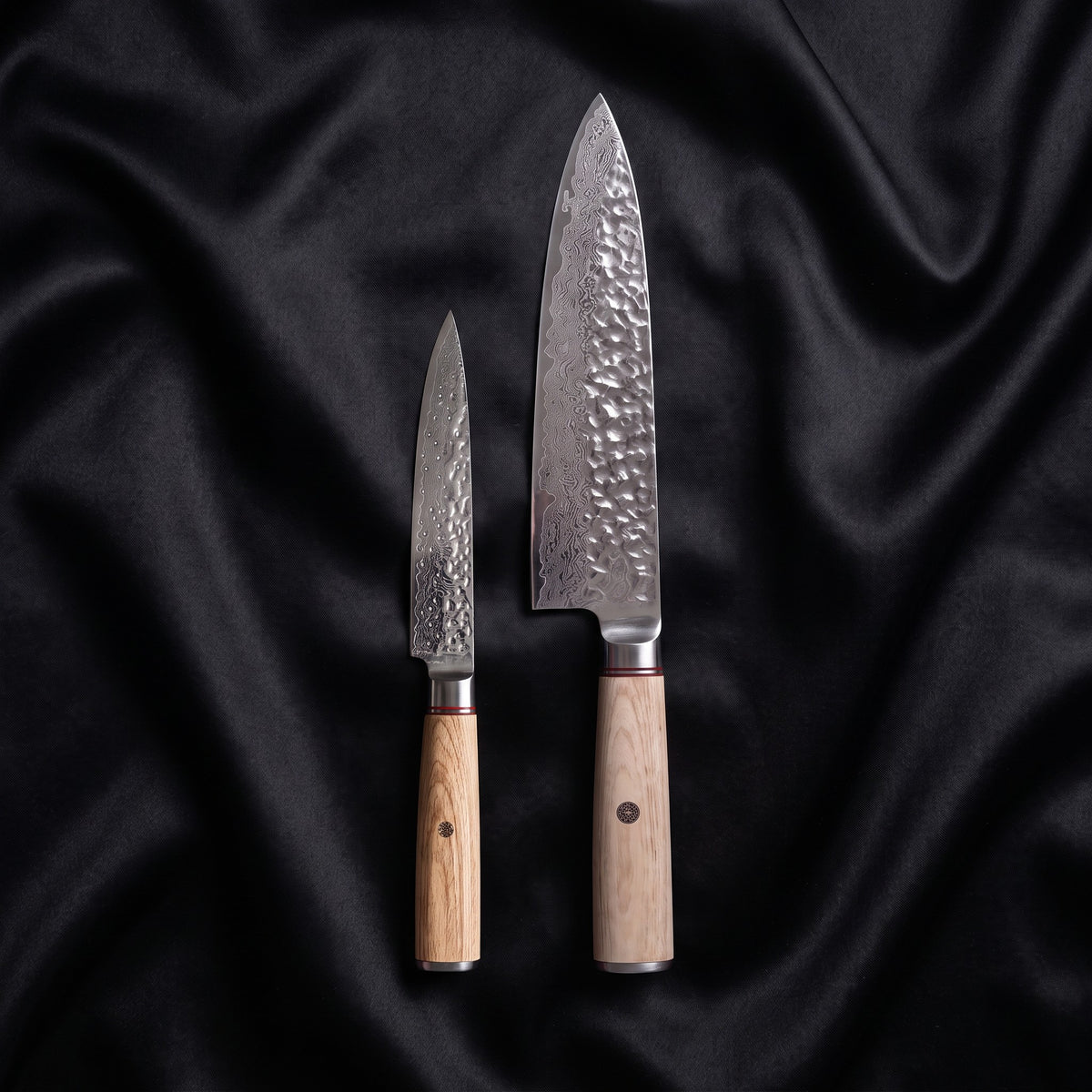 Kinari Knife Duo (Gyuto & Petty) · the full set on black silk