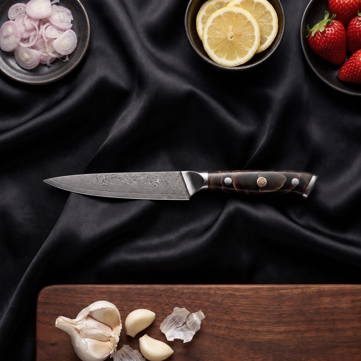 Iwao Utility Knife · on the cutting board