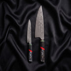 Enji Knife Duo (Gyuto & Utility) · the full set on black silk