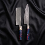 Hanabi Knife Duo (Gyuto & Nakiri) · the full set on black silk