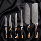 Yoizuki 6-Piece Knife Set · the full set on black silk